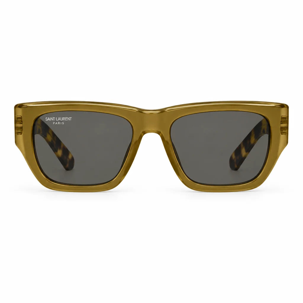 Saint Laurent SL 740 Women Pillowed Square 002 Olive Green / Tortoiseshell Sunglasses