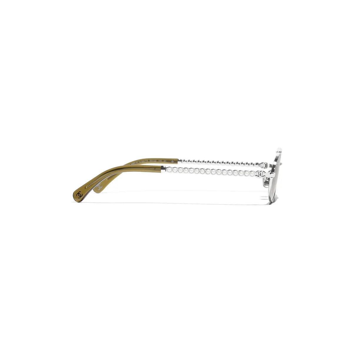 Chanel Women Oval Metal & Imitation Pearl Brown Sunglasses