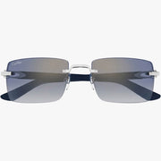 Cartier Signature Men Rimless Square Silver Blue Sunglasses