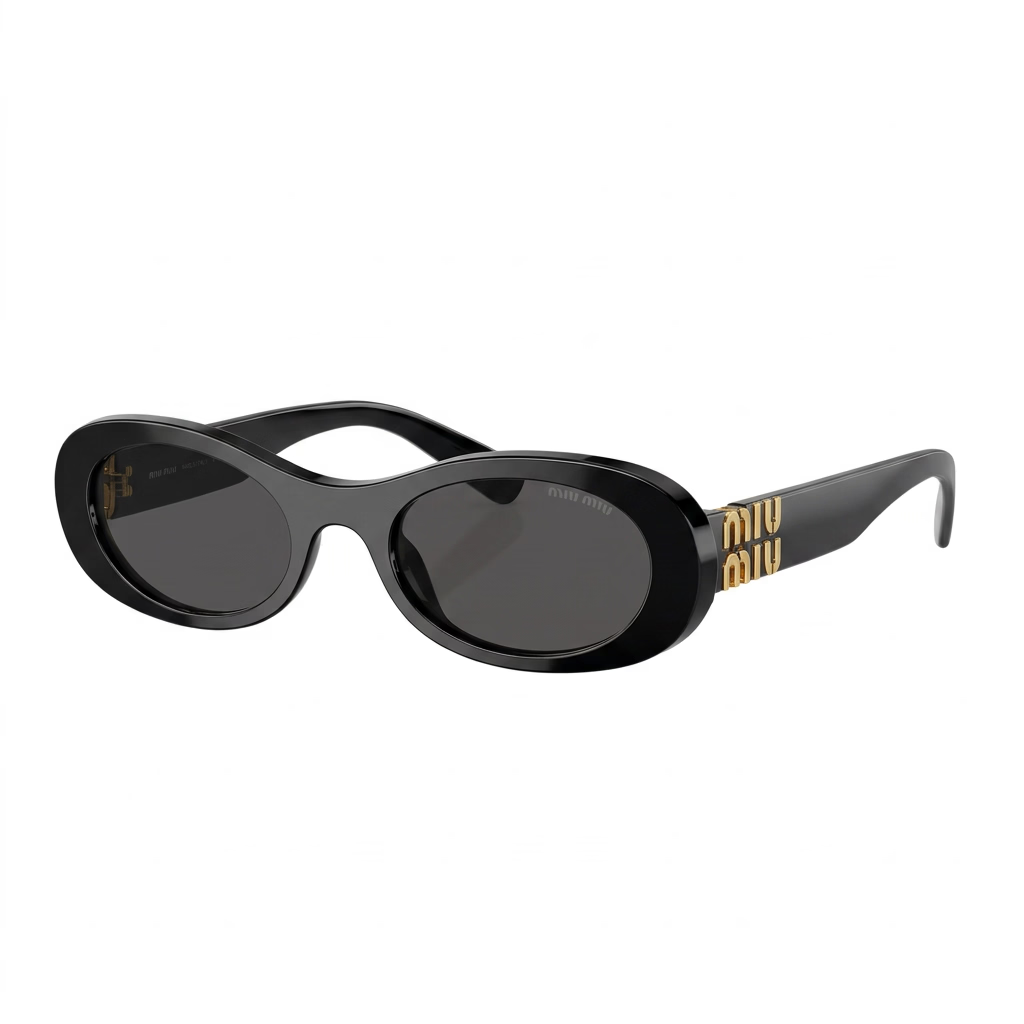 Miu Miu Women Black / Dark Grey Oval Sunglasses