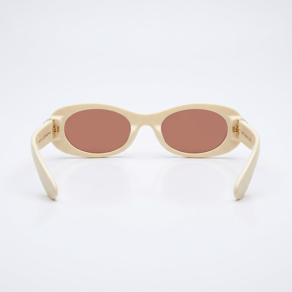 Miu Miu Women Oval Talc White / Orange Tint Sunglasses