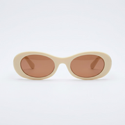 Miu Miu Women Oval Talc White / Orange Tint Sunglasses