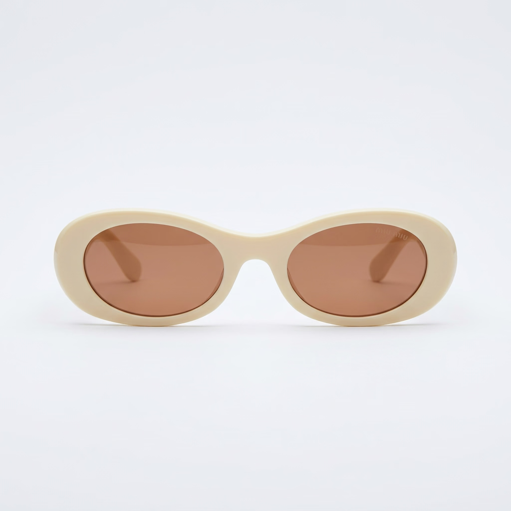 Miu Miu Women Oval Talc White / Orange Tint Sunglasses