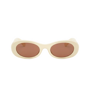 Miu Miu Women's MU 06ZS  Milk White / Brown Oval Sunglasses 