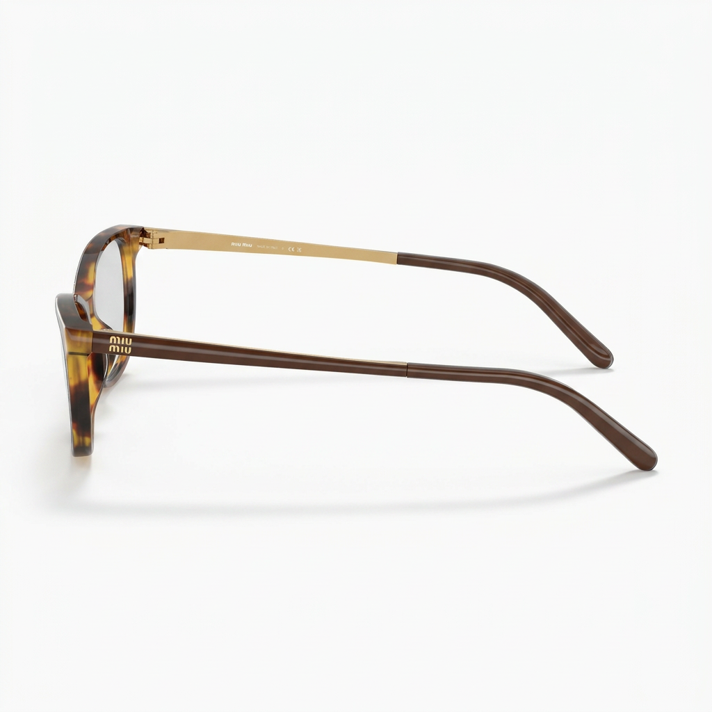 Miu Miu Women Cat-Eye Havana Tortoise / Gold Optical Glasses