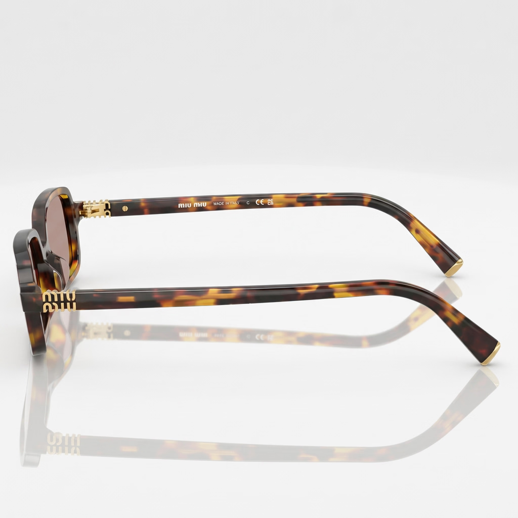 Miu Miu Regard MU 11Z Women Rectangular Honey Havana / Light Purple Brown Sunglasses