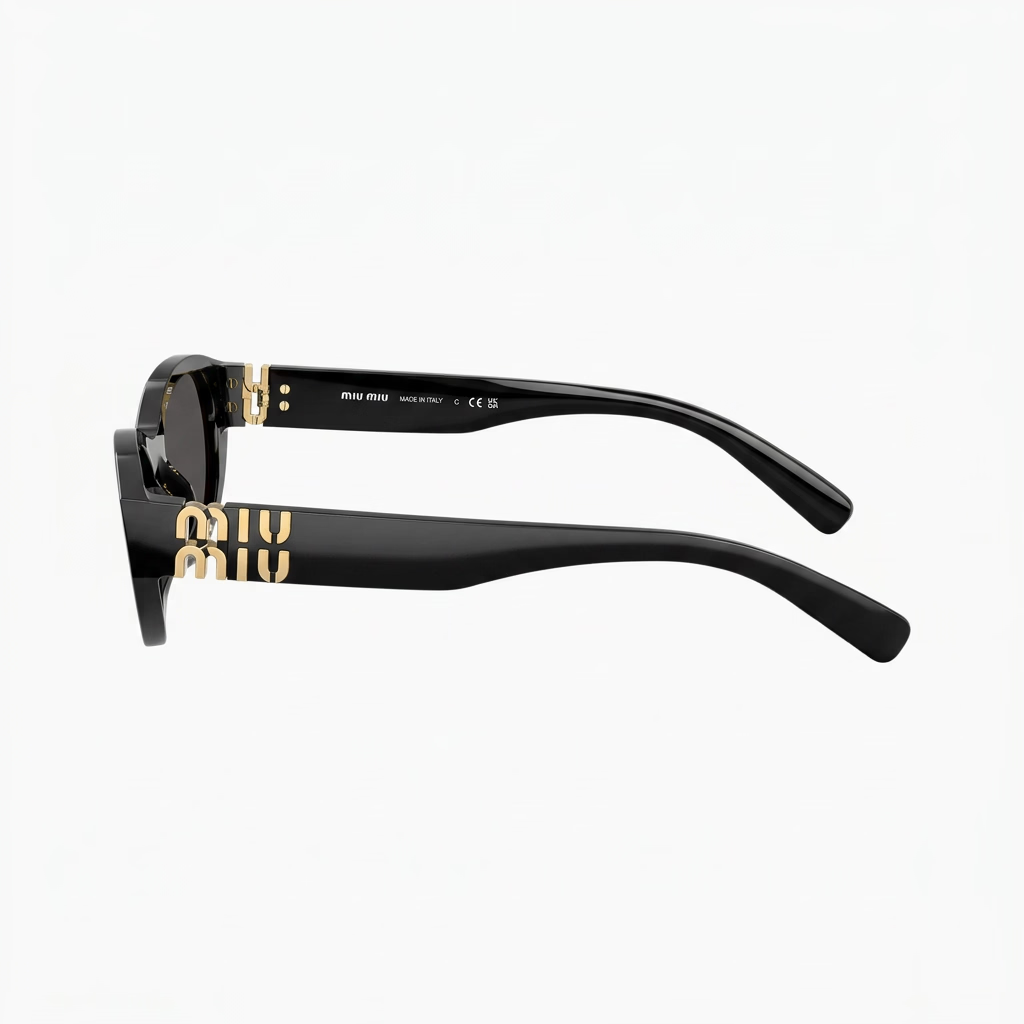 Miu Miu Women MU A03S Cat-Eye Glossy Black / Dark Grey Sunglasses