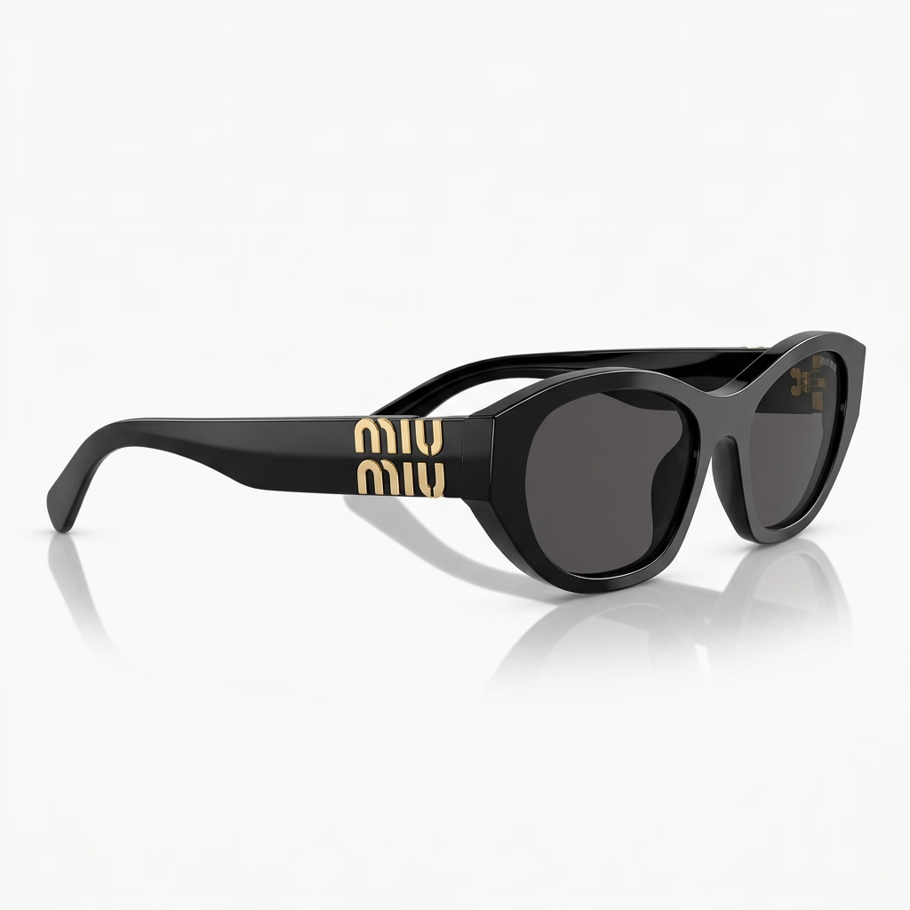 Miu Miu Women MU A03S Cat-Eye Glossy Black / Dark Grey Sunglasses