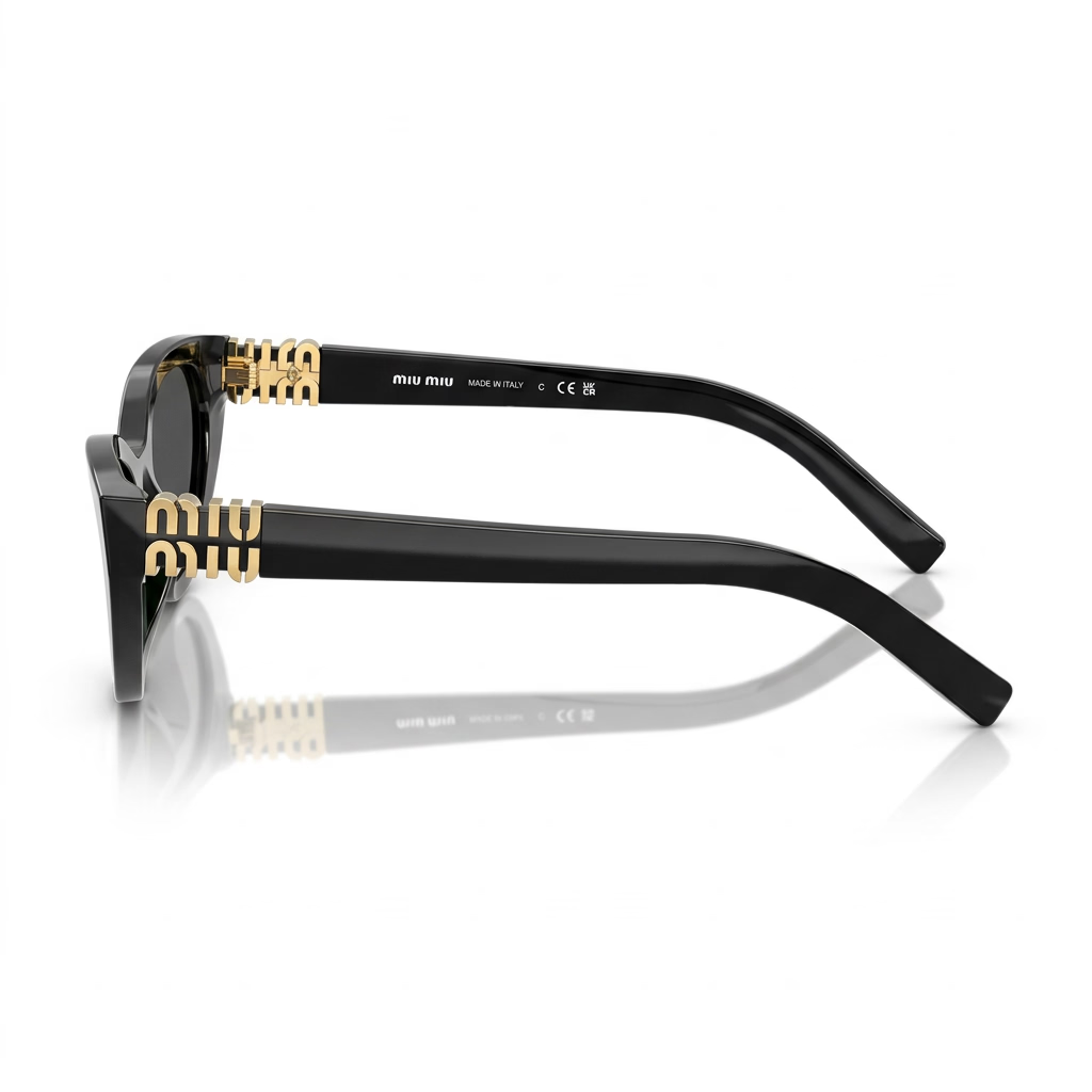 Miu Miu Women MU A04S Cat-Eye Glossy Black / Dark Grey Sunglasses