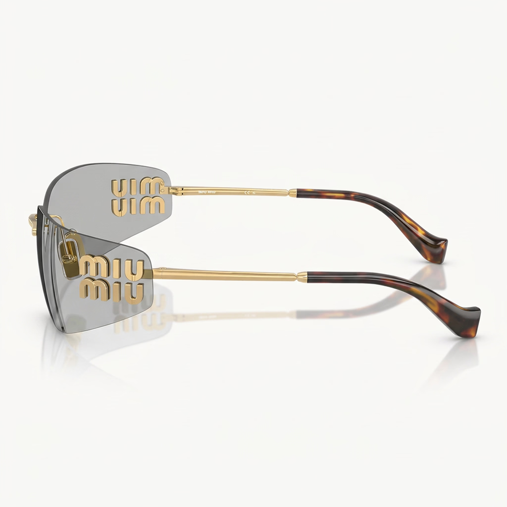 Miu Miu Women Aube Rimless Gold / Grey Sunglasses