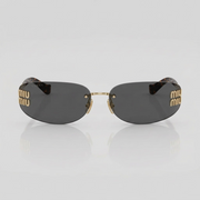 Miu Miu Women Aube Rimless Gold /  Dark Grey Sunglasses