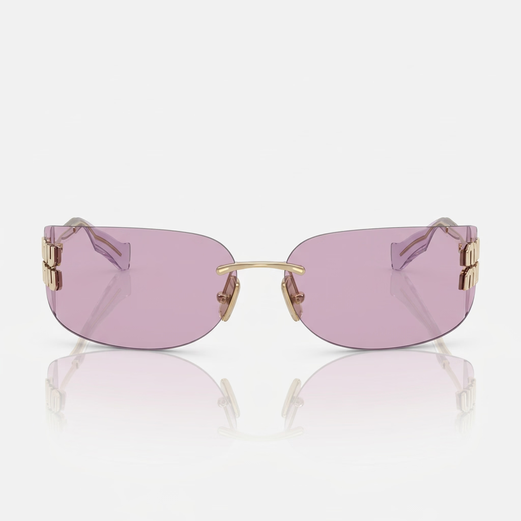 Miu Miu Women Aube Rimless Gold / Violet Sunglasses