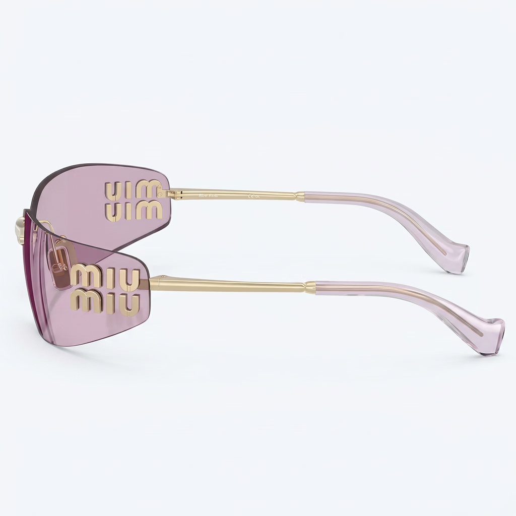 Miu Miu Women Aube Rimless Gold / Violet Sunglasses