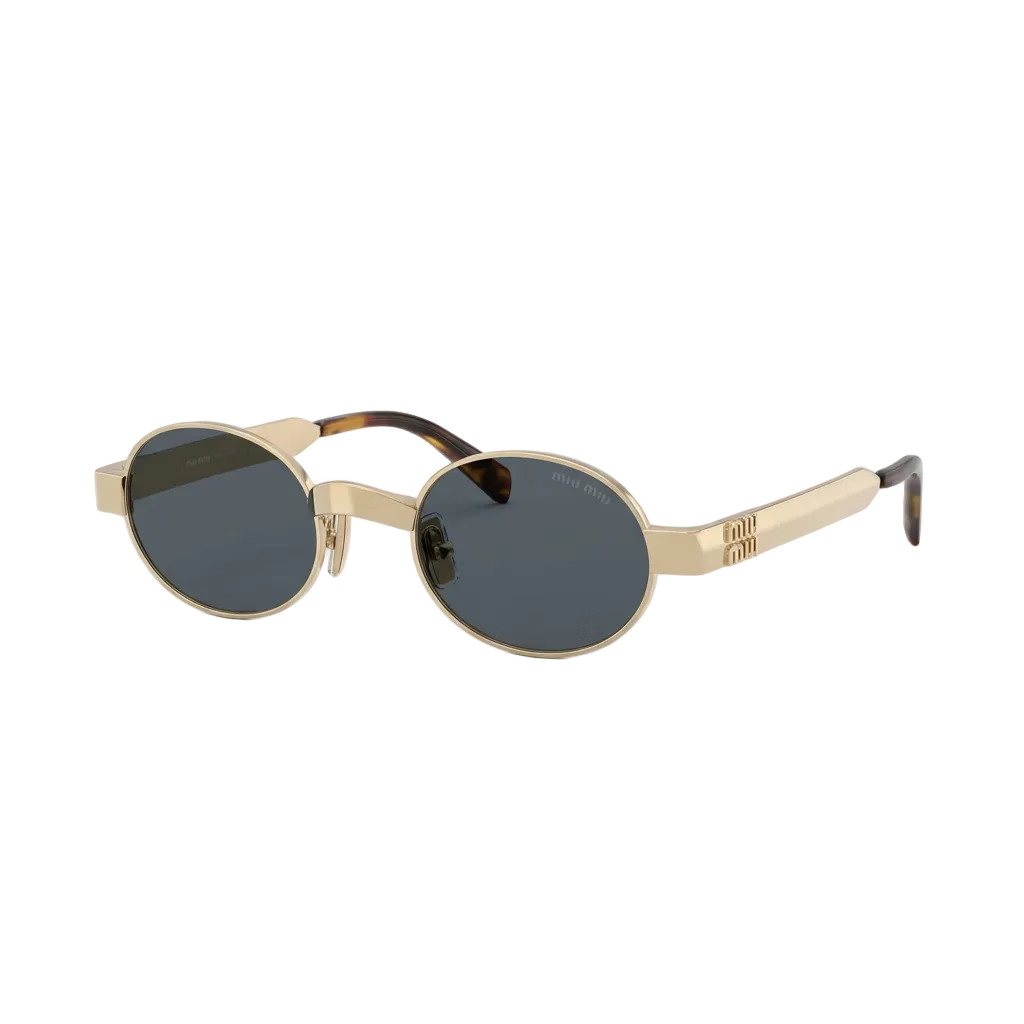 Miu Miu Envie Women MU B51S Oval Antiqued Gold / Grey Sunglasses