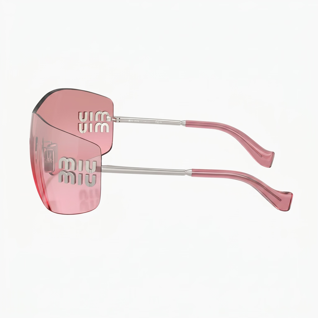 Miu Miu Aube Women Rimless Silver / Pink Mirror Gradient Sunglasses