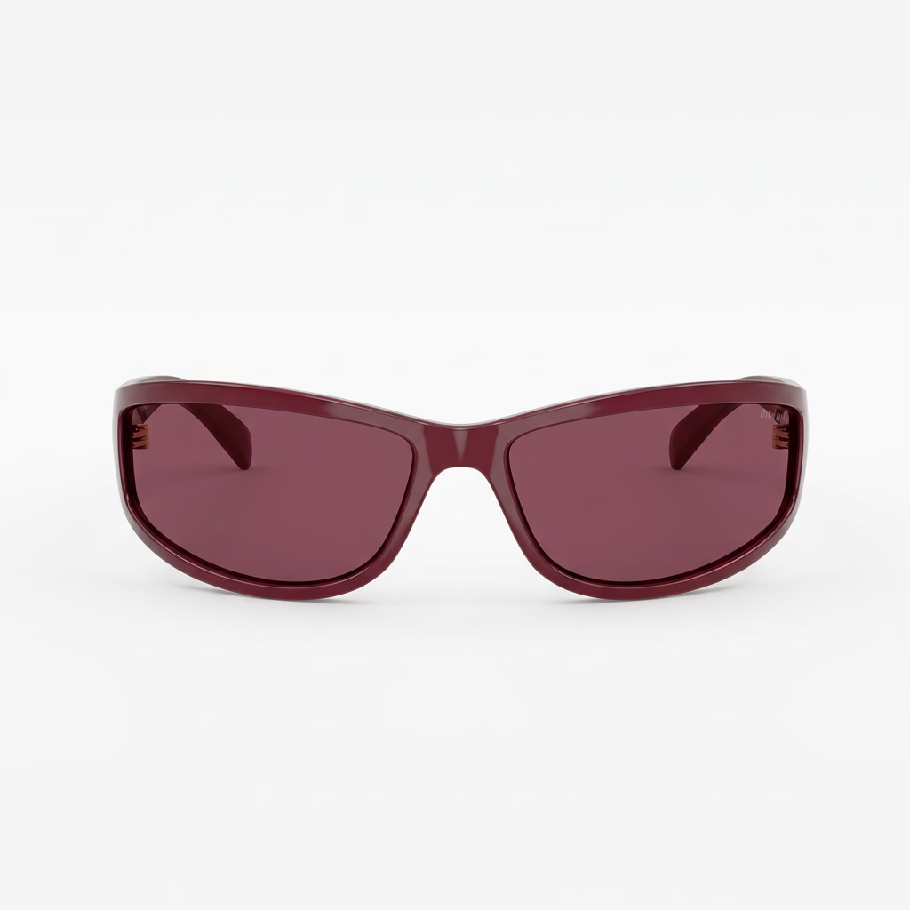  Miu Miu Eyewear Collection Women Marsala Red Wraparound Sunglasses