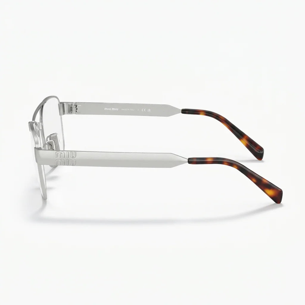Miu Miu Women / Unisex Double-Bridge Silver Optical Glasses