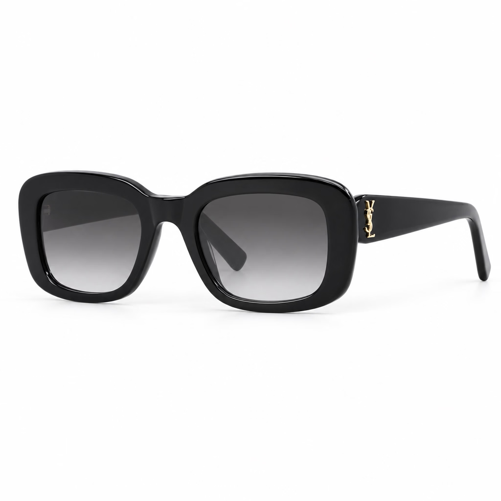 Saint Laurent SL M130 Women Pillowed Rectangular Black / Grey Sunglasses
