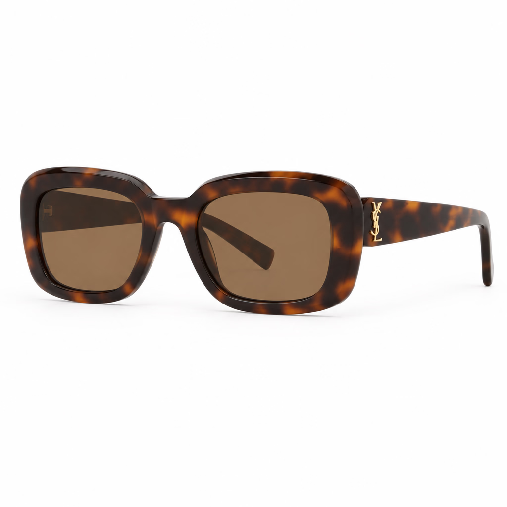 Saint Laurent SL M130 Women Pillowed Rectangular Tortoiseshell Sunglasses