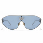Balenciaga BB0283S Unisex Shield Silver / Light Blue Sunglasses