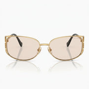 Miu Miu Women MU148AV Cut-Out Metal – Gold / Light Brown Tint Sunglasses 