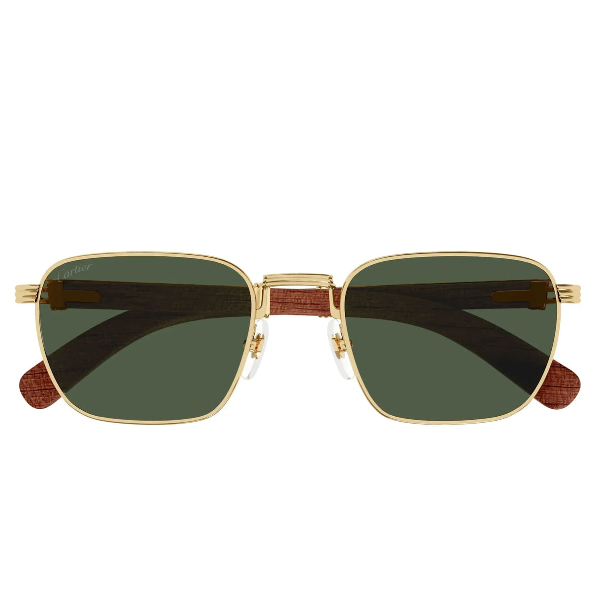 Cartier Première De Cartier Men Square Wood Temples Green Sunglasses