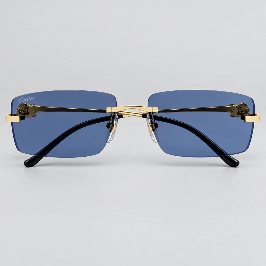 Cartier Panthère de C Unisex Gold & Blue Rimless Sunglasses