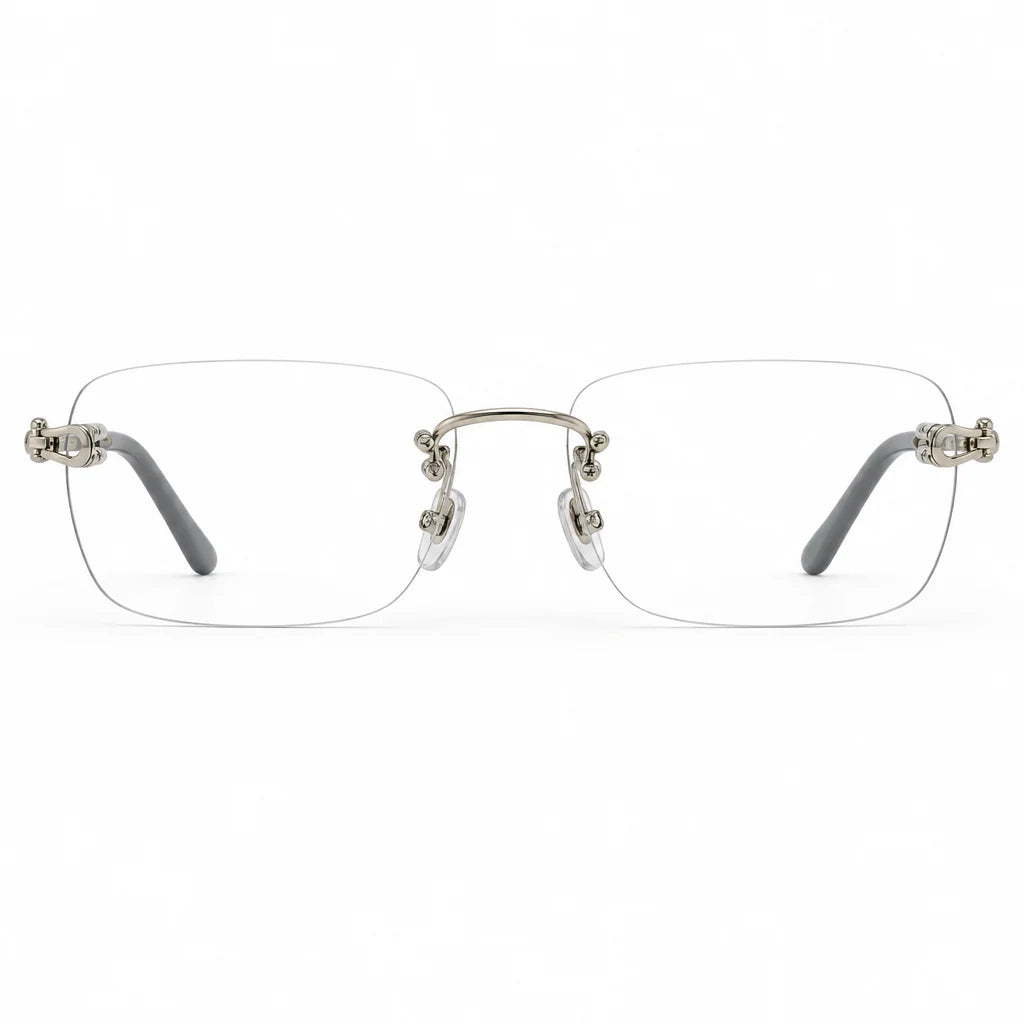 FRED FG50002F Luxury Unisex Rimless Silver & Havana Cable Optical Frame
