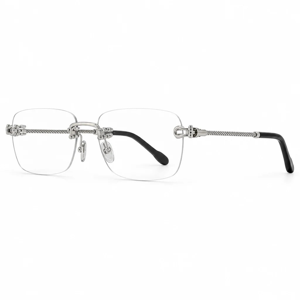 FRED FG50002F Luxury Unisex Rimless Silver & Cable Optical Frame