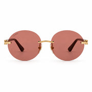Cartier Elongated C de Motif Women Round Rimless Red Sunglasses