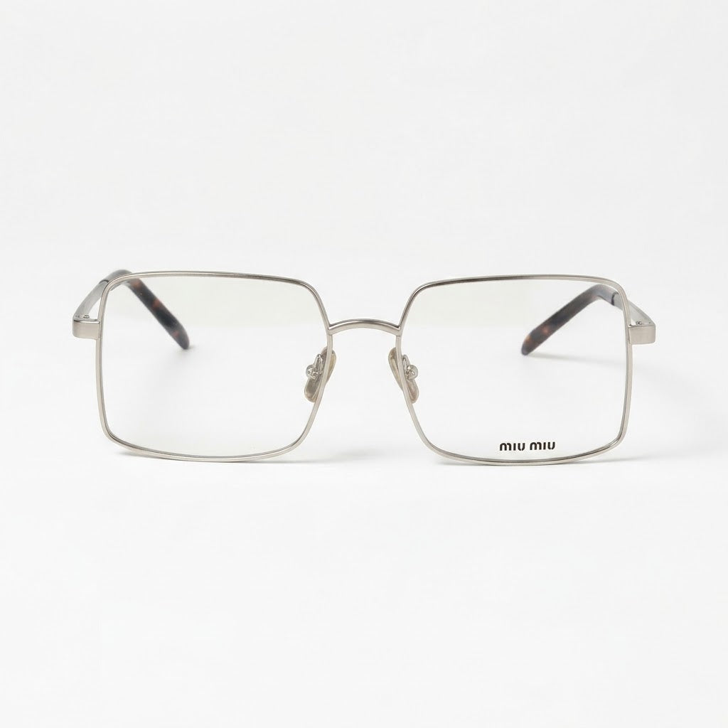 Miu Miu Runway SMUC53 Women Champagne Metal Blue-ray Transparent Glasses 