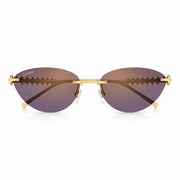 Cartier Clash de C Women Rimless Studded Temple Purple Gradient Sunglasses
