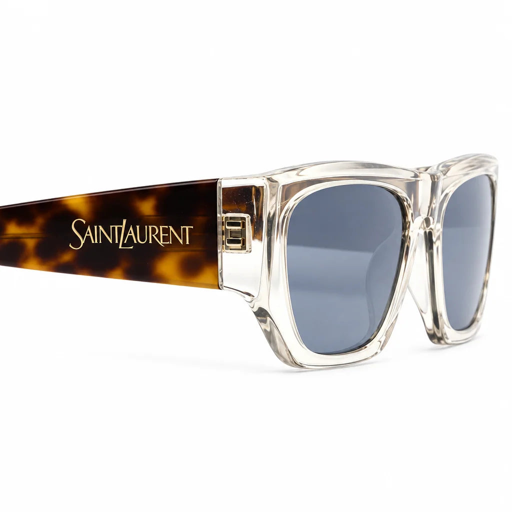 Saint Laurent SL 740 Women Pillowed Square Transparent / Havana Sunglasses