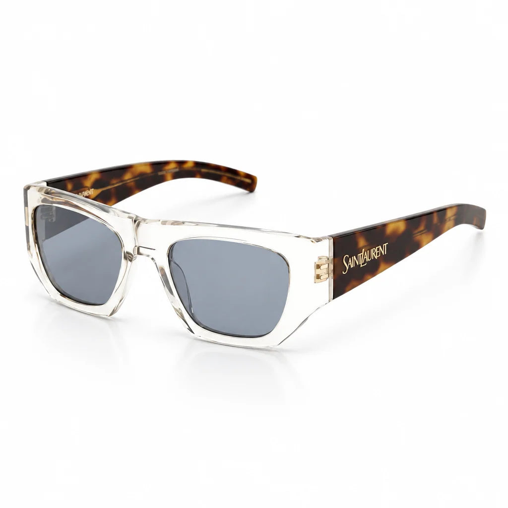 Saint Laurent SL 740 Women Pillowed Square Transparent / Havana Sunglasses