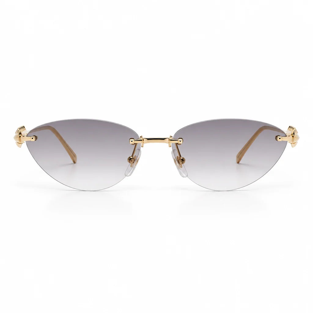 Cartier Clash de C Women Rimless Studded Temple Grey Sunglasses