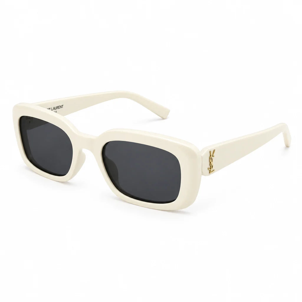 Saint Laurent SL M130 Women Pillowed Rectangular Ivory / White Sunglasses
