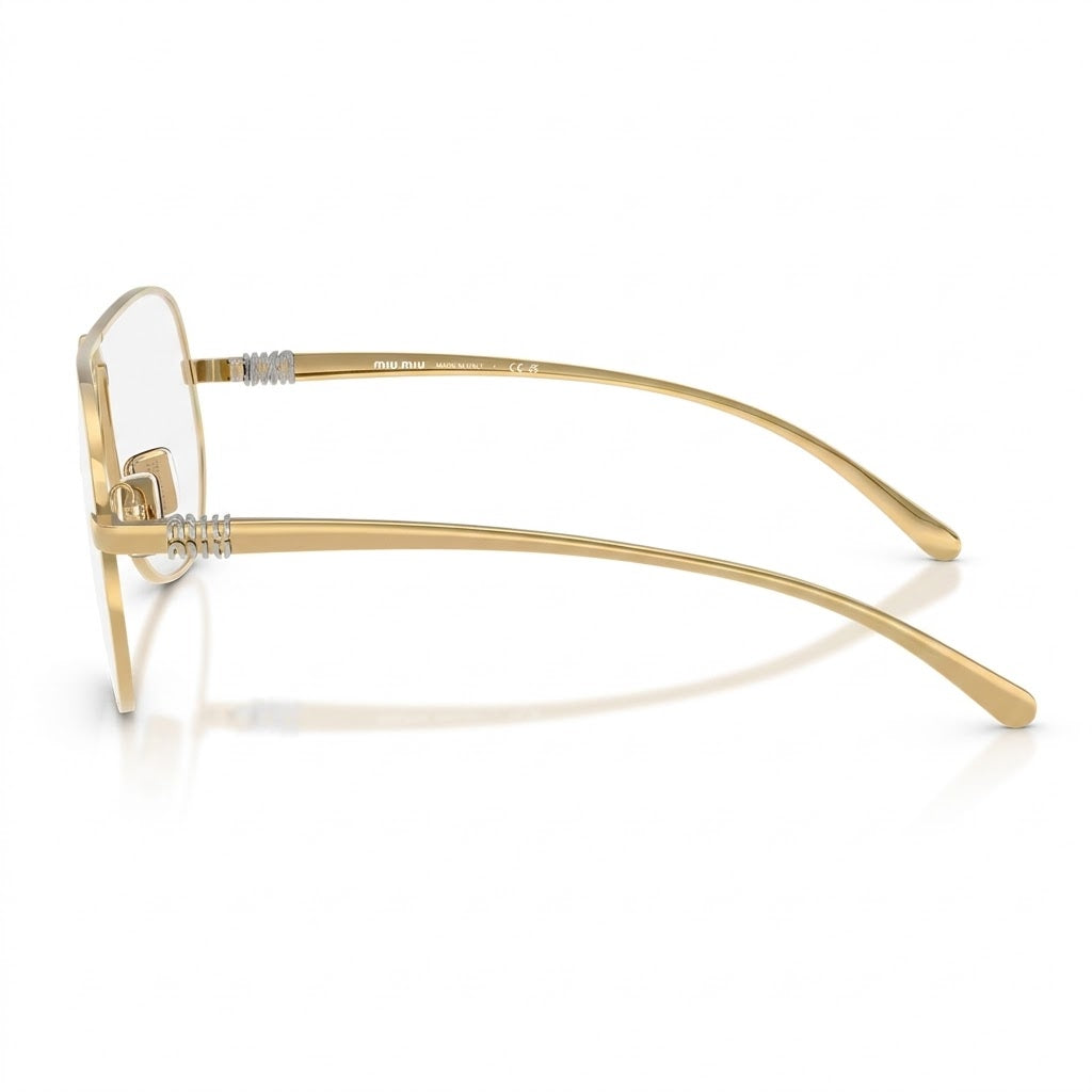 Miu Miu Women MU A56S Pilot Gold / Blue-Light Filter Clear Sunglasses