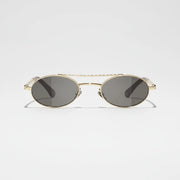 Chanel Oval Metal & Imitation Pearl Gold & Grey Sunglasses