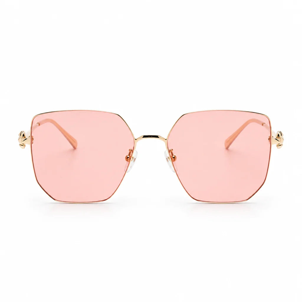 Cartier Clash de C Women Gold Finish Studded Temple Square Pink Gradient Sunglasses
