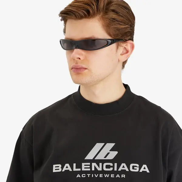 Balenciaga Unisex BB0383S Wrap Shield Black / Grey Sunglasses