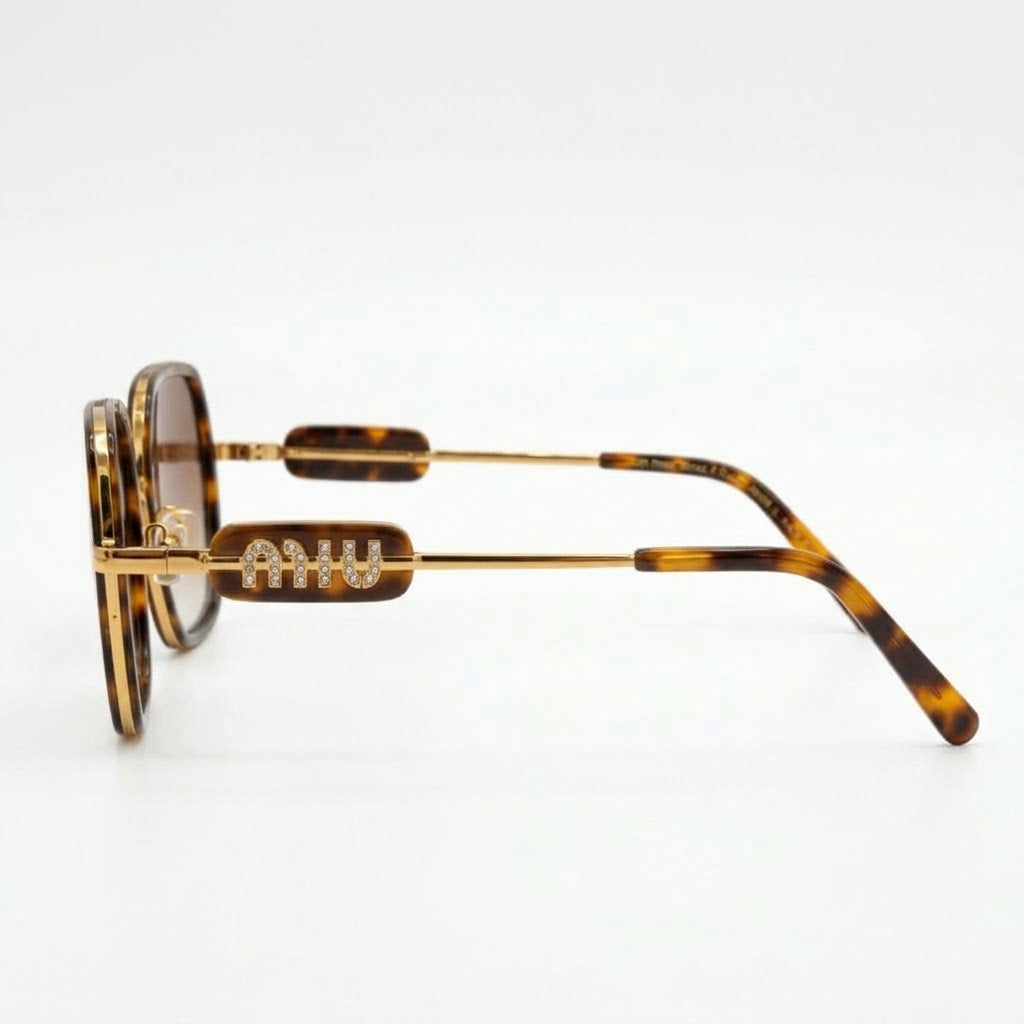 Miu Miu MU7417S Women Square Tortoise / Gold / Brown Gradient Sunglasses