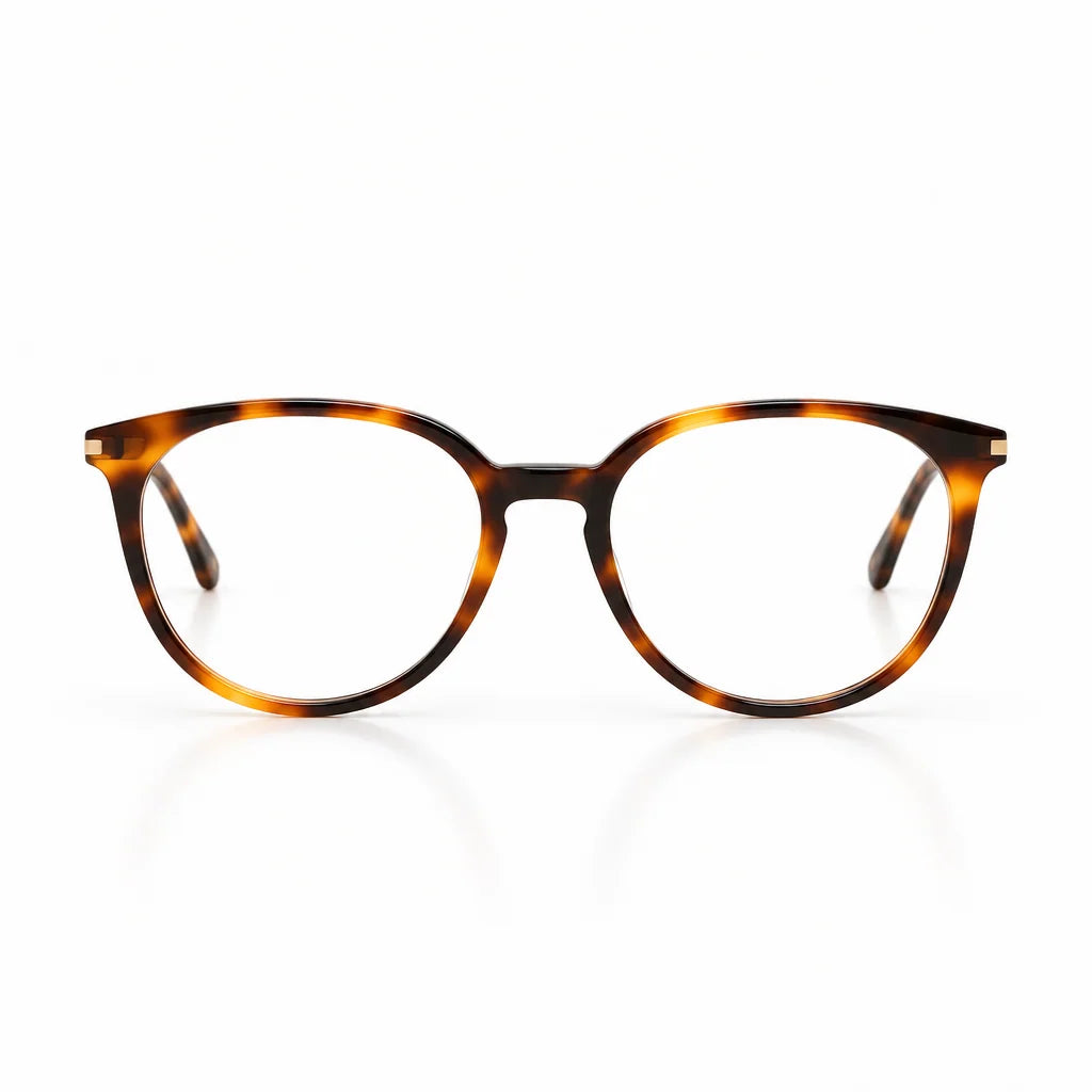 Saint Laurent SL 681/F Unisex Tortoiseshell Round-Frame Glasses