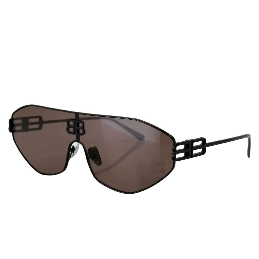 Balenciaga BB0283S Unisex Shield Matte Black / Dark Grey Sunglasses
