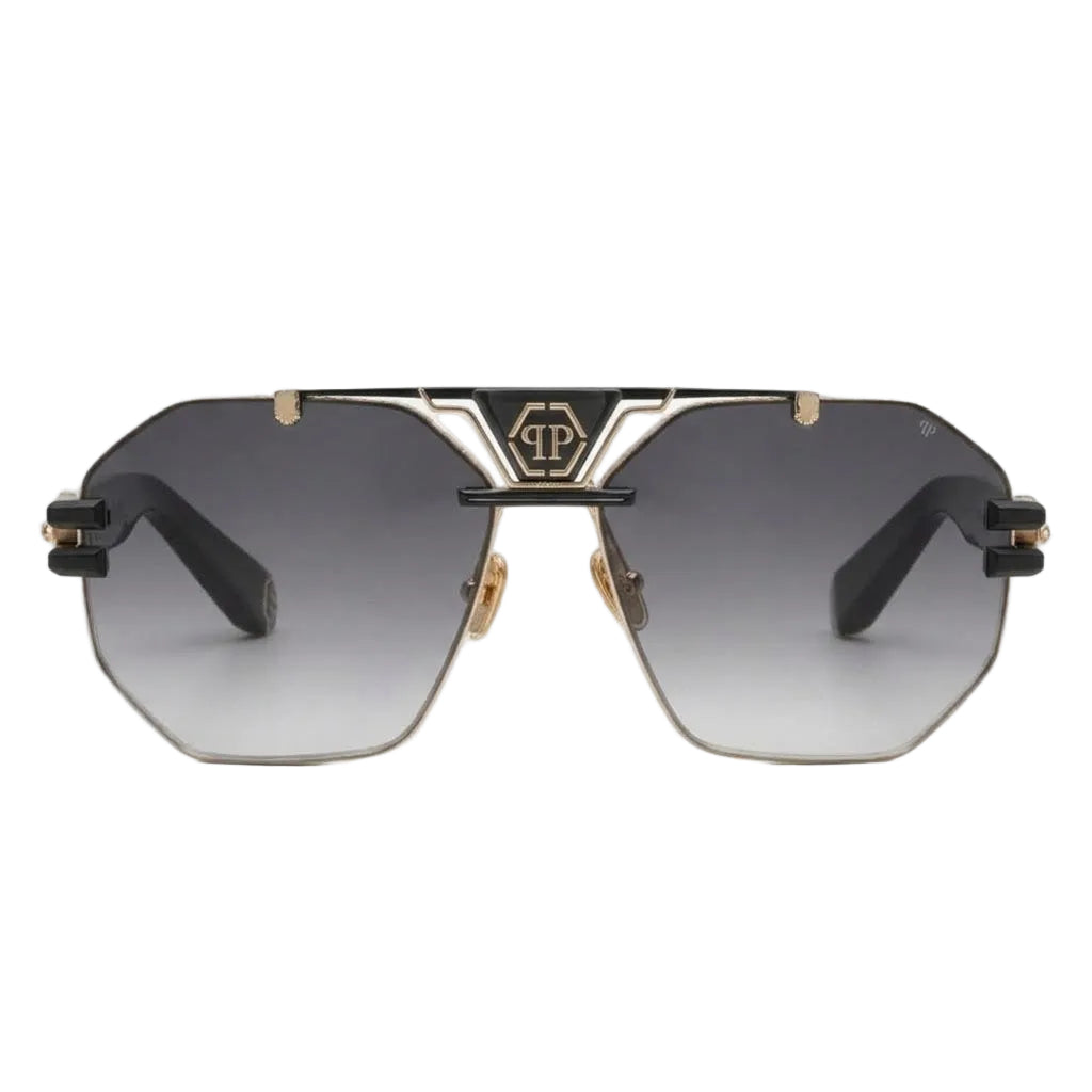 Philipp Plein Men Hexagonal Gradient Smoke Grey Sunglasses