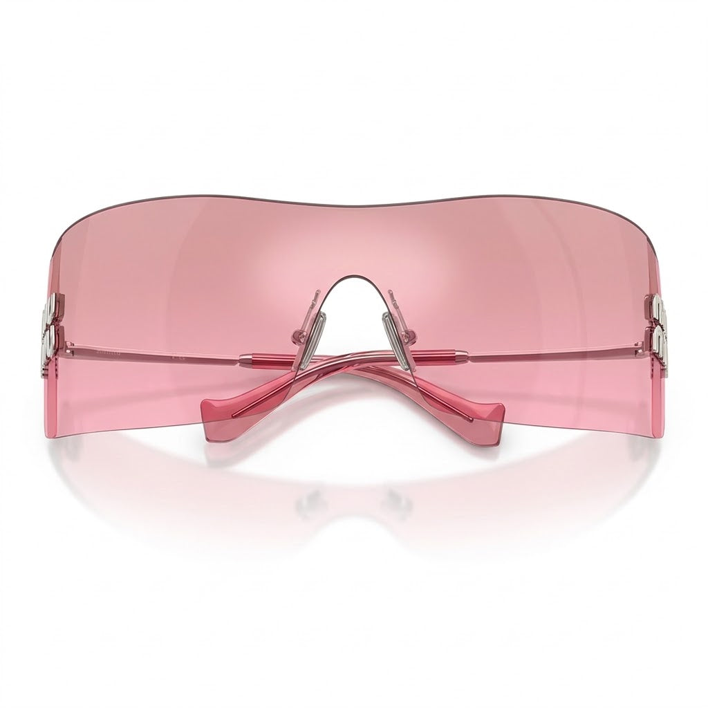 Miu Miu Aube Women Rimless Silver / Pink Mirror Gradient Sunglasses