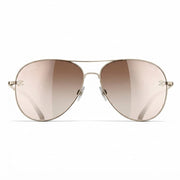 Chanel Women Pilot Polarized Gold Sunglasses