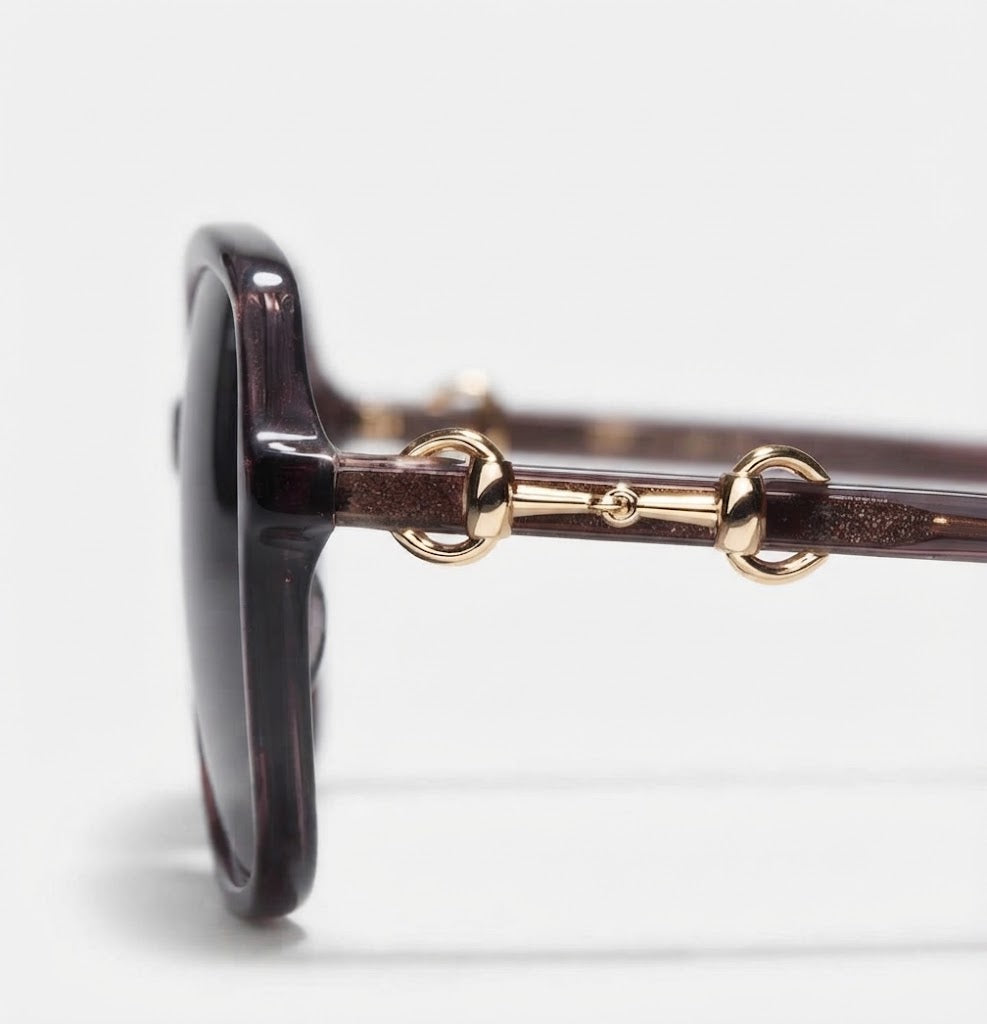 Gucci Women Low Nose Bridge Fit Butterfly Brown Sunglasses