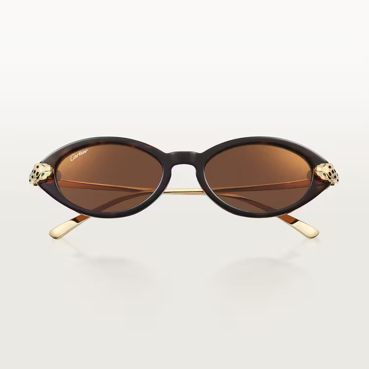 Cartier Panthère de Cat-Eye Women Tortoiseshell Brown Sunglasses