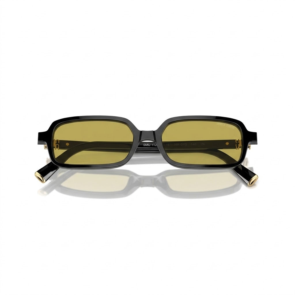 Miu Miu Regard MU 11ZS Women Rectangular Black / Olive Green Sunglasses