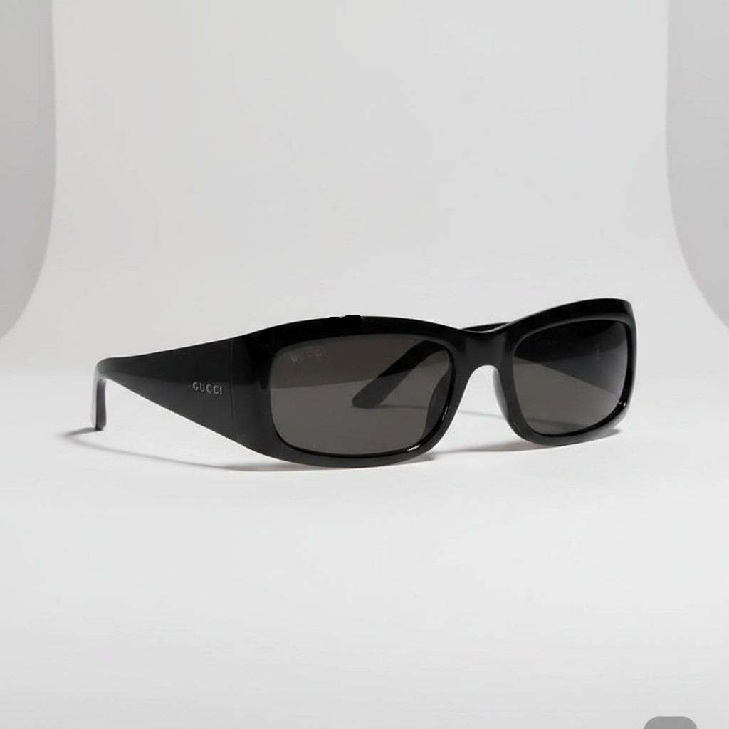 Gucci Men Rectangular Frame Black Sunglasses